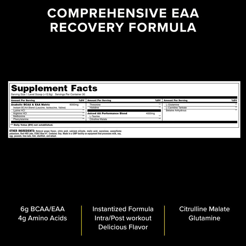 Animal Juiced Aminos - 6g BCAA/EAA Matrix Plus 4g Amino Acid Blend for Recovery and Improved Performance - Grape- 30 Servings, 13.58 Ounce 13.58 Ounce (Pack of 1) - NewNest Australia