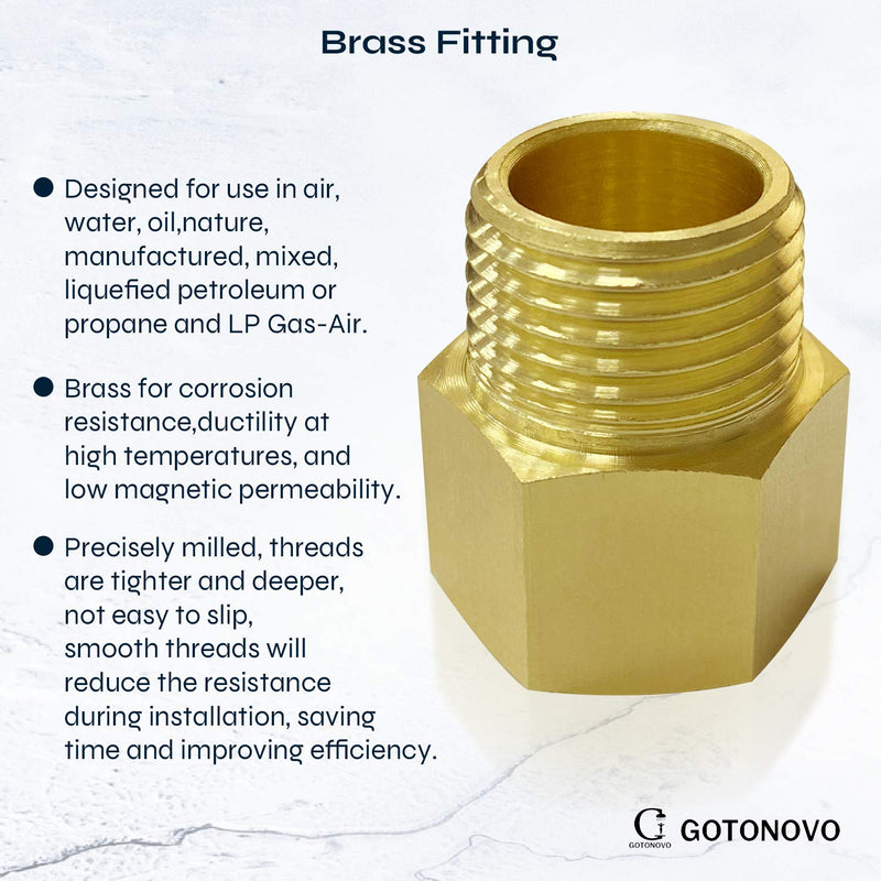 NPT 1/2 Female Thread to 1/2 Inch Male Thread Pipe Fitting Converter Adapter Solid Brass 2 Pack Antique Gold - NewNest Australia