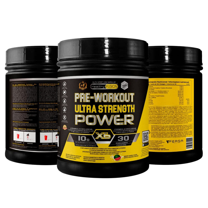Healthy Fusion Ultra Pre-Workout | Powerful Pre-Workout with Beta-Alanine + L-Arginine AAKG + Creatine + Caffeine + Taurine | Watermelon Flavor | 300g - NewNest Australia