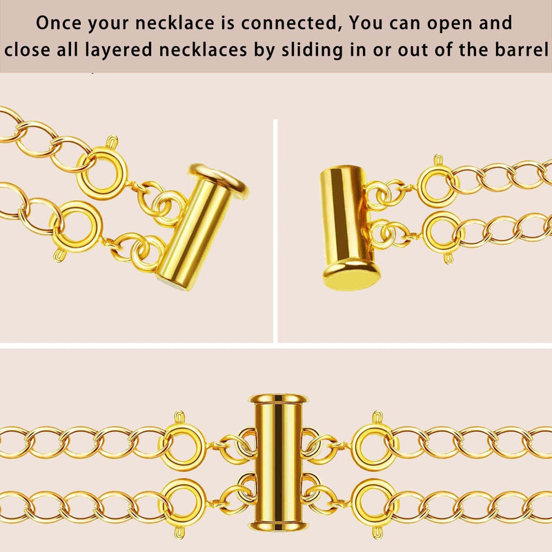 Layered Necklace Spacer Clasp,Magnetic Slide Clasp Lock Necklace Connector Multi Strands Slide Tube Clasps 4PCS Lobster Clasp Gold and Silver - NewNest Australia