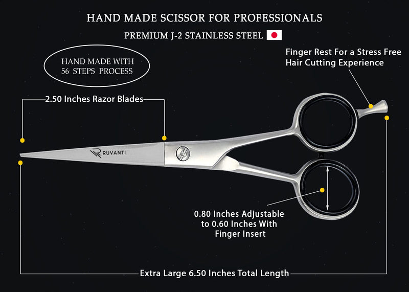 Ruvanti Professional Hairdressing Scissors - Sharp Blades Hair Scissor/Barber Scissors/Mustache Scissors - J2 Stainless Steel Hair Cutting Scissors -6.5" Hairdresser Scissors for Kids, Men and Women. Silver - NewNest Australia