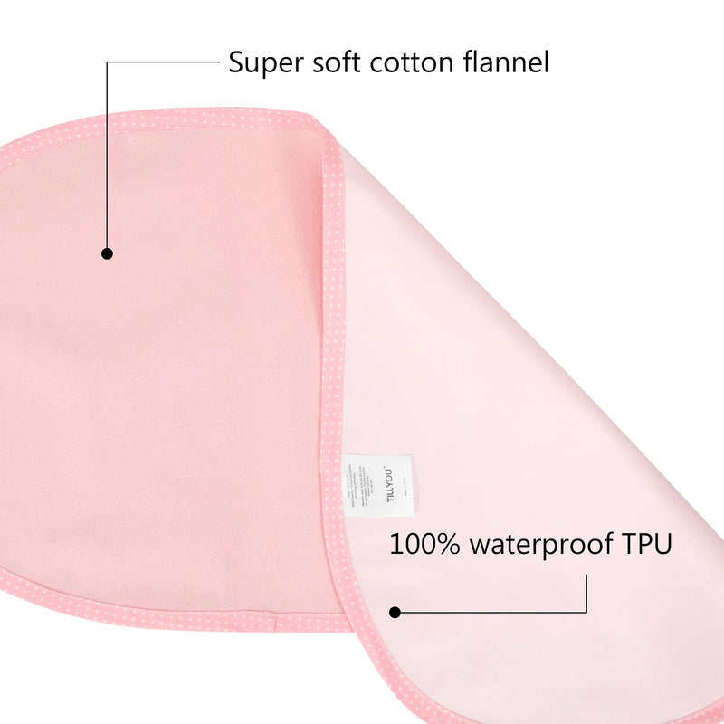TILLYOU 6PK Larger Softer Changing Pad Liners Waterproof, 27" x 13" Washable Reusable Flannel Cotton Changing Table Cover Liners Leakproof, Portable Baby Changing Mat for Boys Girls, Pink 27x13 Inch (Pack of 6) - NewNest Australia