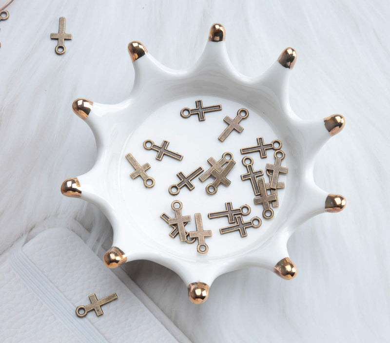 Ruwado 50 Pcs Mini Cross Charm Metal Mini Pendant Beads for Jewelry Making Finding Necklace Bracelet Earring Keychain DIY Gift Idea Handmade Craft Accessories Bronze - NewNest Australia