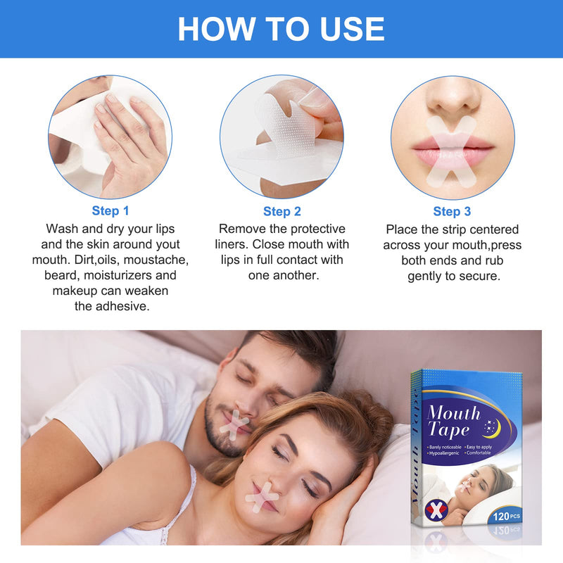 Sleep Strips, 120 Pcs Advanced Gentle Mouth Tape for Nose Breathing, Less Mouth Breathing, Anti Snoring Mouth Strips for Men Women, Stop Snoring Solution Device, Improved Nighttime Sleeping - NewNest Australia