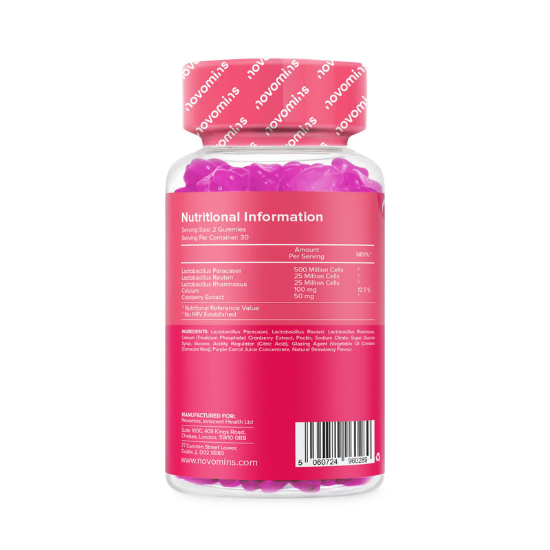 Probiotic Gummies – Women’s Bio-Balance Gummies for Intimate Flora & Gut Health – Advanced Multi-Strain Formulation – Vegan Supplement with Calcium & Cranberry Extract - Made by Novomins - NewNest Australia