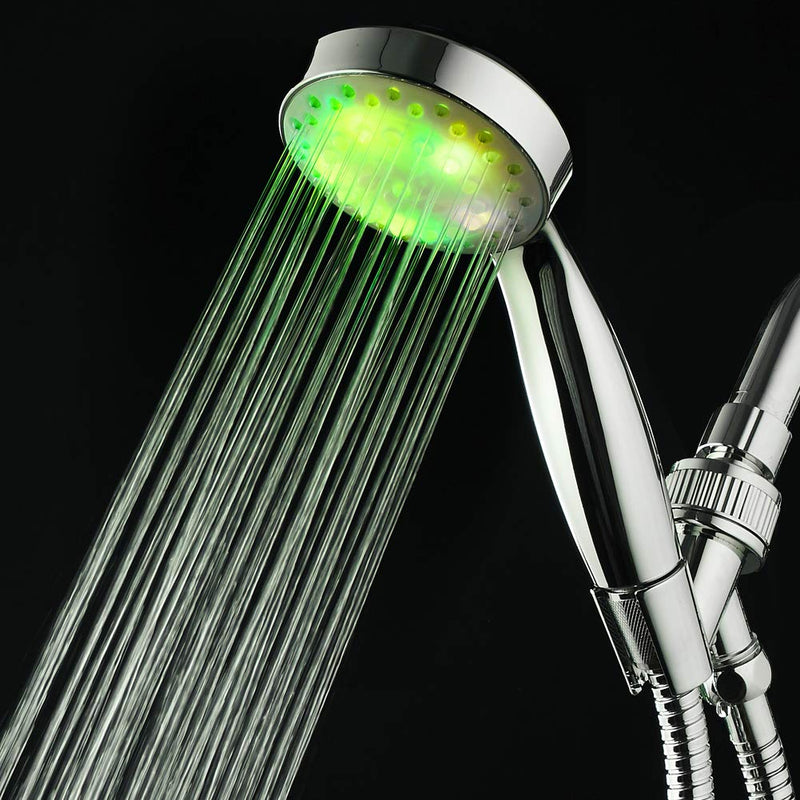 KAIREY Led Handheld Shower Head 7 Color Light Change Automatically Polished Chrome with 60 Inches Stainless Steel Hose and Adjustable Bracket - NewNest Australia
