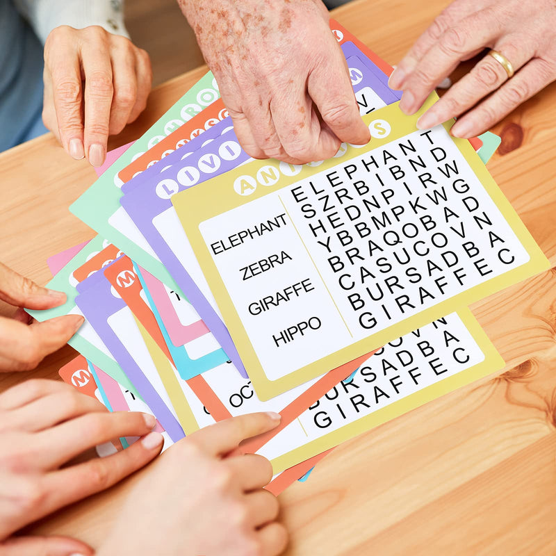 Yeaqee 12 Pcs Word Search Reusable Puzzle Books Large Print Word Search Books for Adults, Alzheimers Products, Dementia Activities with 4 Markers for Elderly Seniors Patients Crossword Find Games - NewNest Australia
