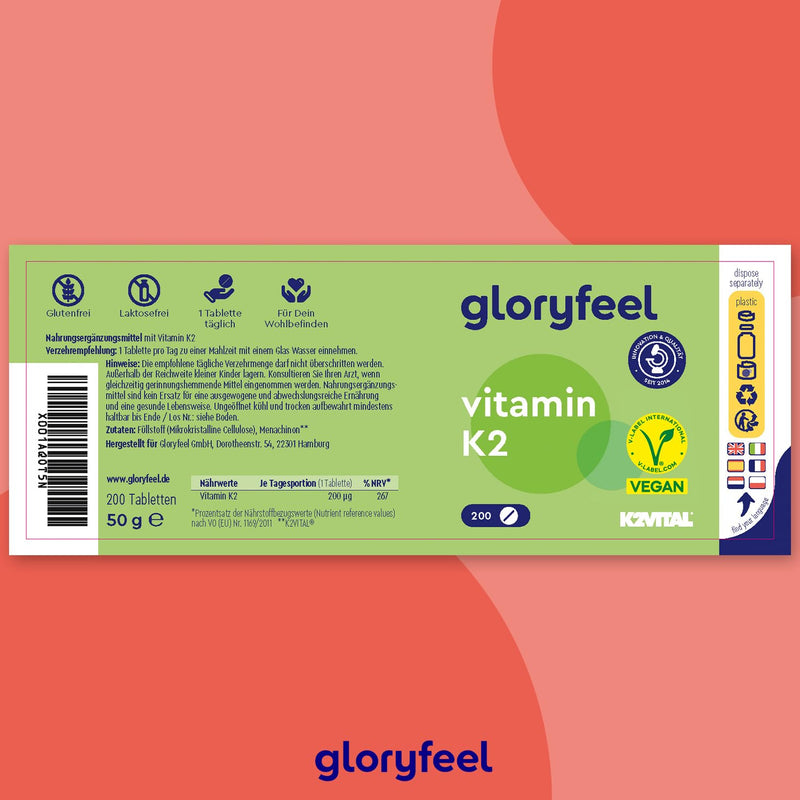 Vitamin K2 MK-7 200µg - 200 vegan tablets - Premium K2VITAL® K2-MK7 Menaquinone 99.7+% All-Trans - Laboratory tested and made in Germany without additives - NewNest Australia