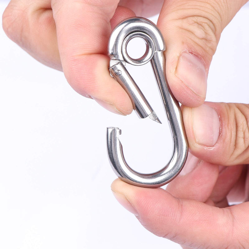 5pcs 1/4'' Stainless Steel Carabiner Clip Spring Snap Hook Link with Eyelet, 250lb Load, 2-3/8 Inch Length 1/4'' - NewNest Australia