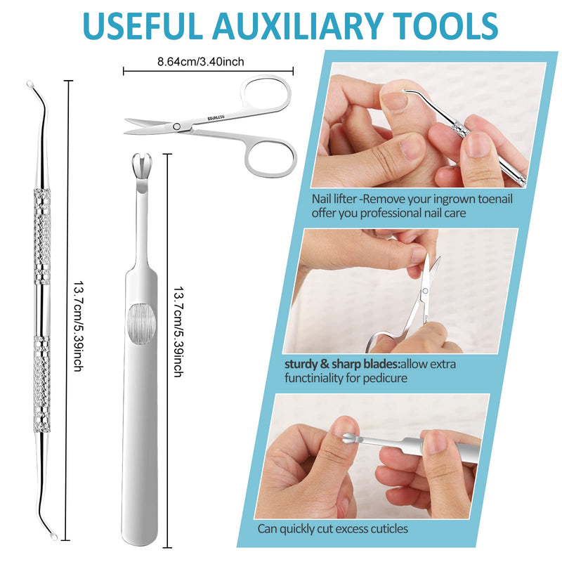 INXEN 7PCS Professional Toenail Clippers set for Thick and Ingrown Nails, Nail Cutter and Podiatrist Nail Clippers- Heavy Duty Stainless Steel Soft Grip Pedicure Toenail scissors for Men Women -Black black - NewNest Australia