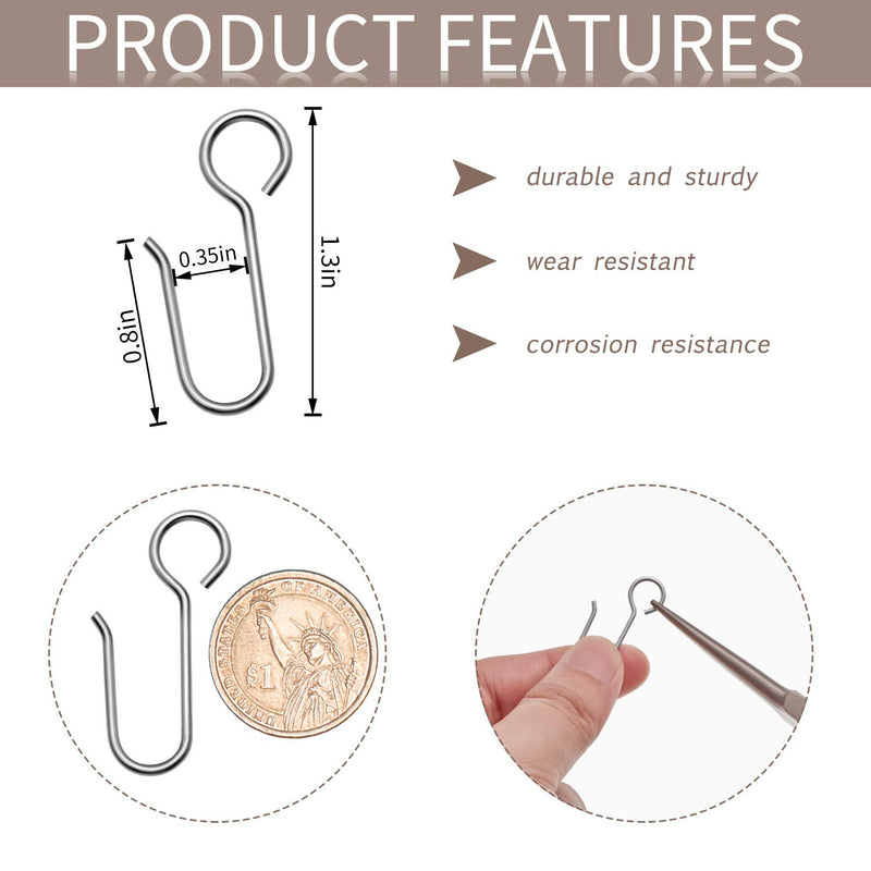 NewNest Australia - 60 Pieces Metal Curtain Track Hooks S Shaped Small Curtain Hooks Stainless Steel Drape Wire Hooks for Ceiling Curtain Drape Track 