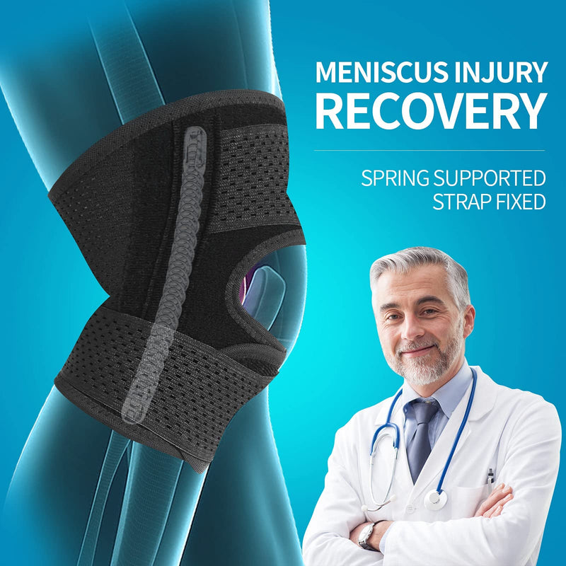 Galvaran Knee Brace with Side Stabilizers Relieve Meniscal Tear Knee Pain ACL MCL Arthritis,Joint Pain Relief, Breathable Adjustable Knee Support Suitable for Men and Women with Sports Injuries Small Black S(Left) - NewNest Australia