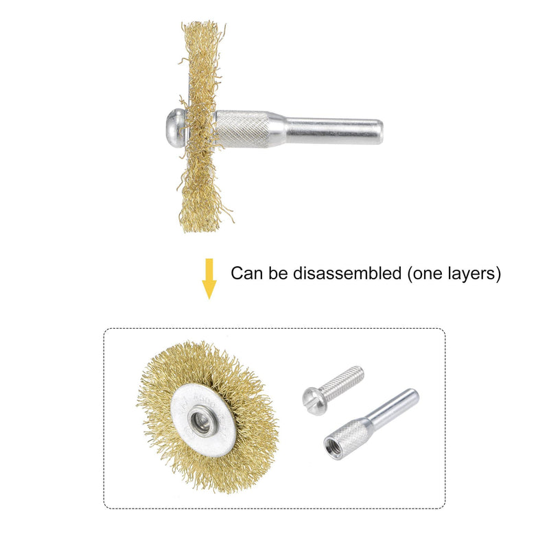 uxcell Wire Wheel Brush, 2" x 0.24" Stainless Steel Brass Plated Coarse Crimped Wire 0.012" with 1/4" (6mm) Round Shank for Cleaning Rust Stripping Abrasive 5pcs - NewNest Australia