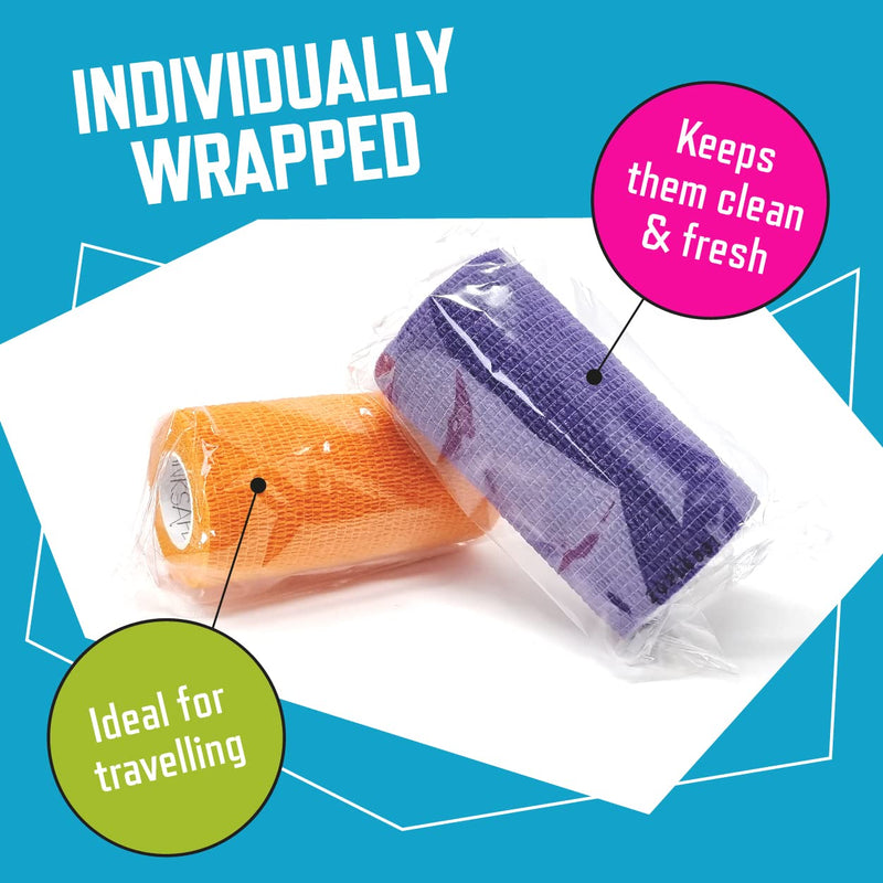 Inksafe Self Adhesive Cohesive Bandages Adhesive Bandage in Assorted Colors 10cm x 4.5m Box of 12 - NewNest Australia