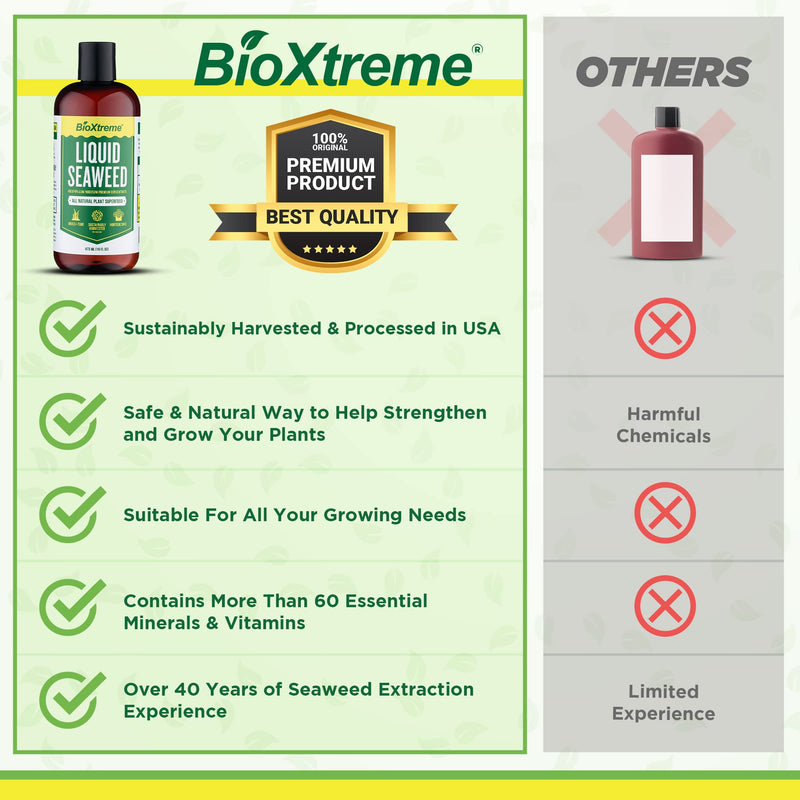 BIOXTREME Natural Liquid Seaweed Concentrate Helps to Increase Crop Yields, Plant Stress Resistance, Root Growth & Plant Development, Nutrient Uptake - 16 FL OZ - NewNest Australia