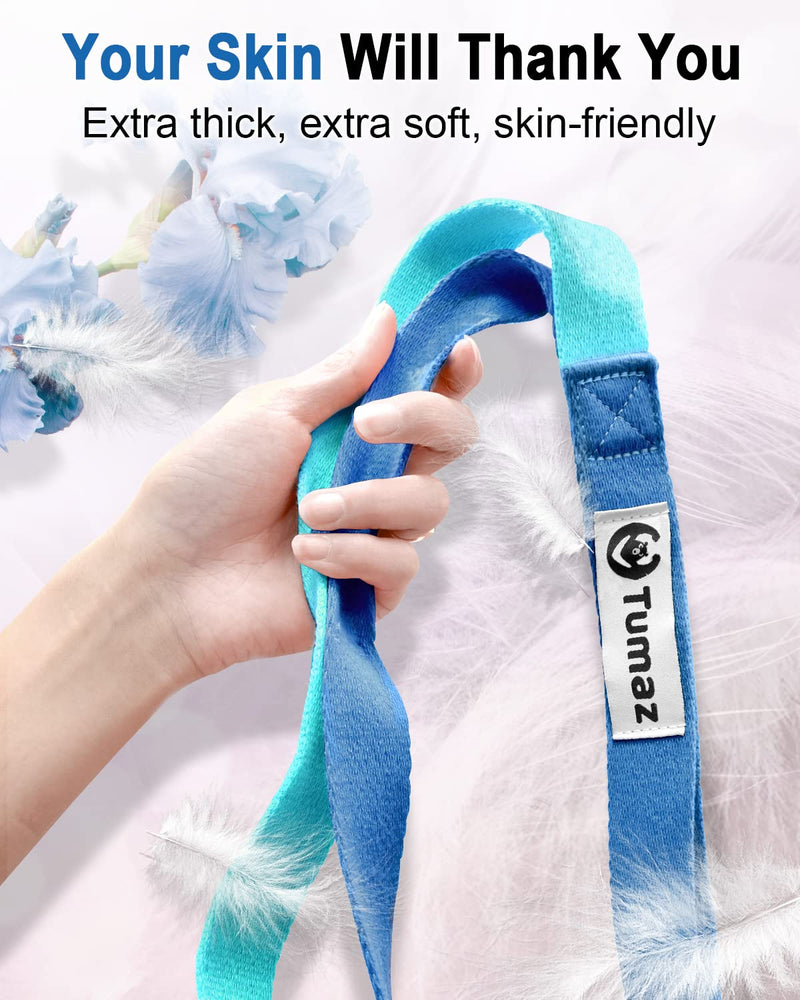 Tumaz Stretching Strap - 10 Loops & Non-Elastic Yoga Strap - The Perfect Home Workout Stretch Strap for Physical Therapy, Yoga, Pilates, Flexibility - [Extra Thick, Durable, Soft] Multi-Loop 02. Blue Match - NewNest Australia