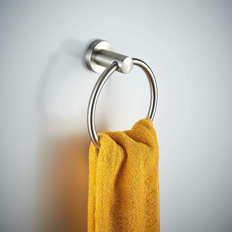 Rust-Proof Minimalist Towel Ring for Bathroom, Kitchen Dishcloth Holder, Stainless Steel Constructed Heavy Duty Bathroom Accessories, Brushed Nickel 1 Pack - NewNest Australia