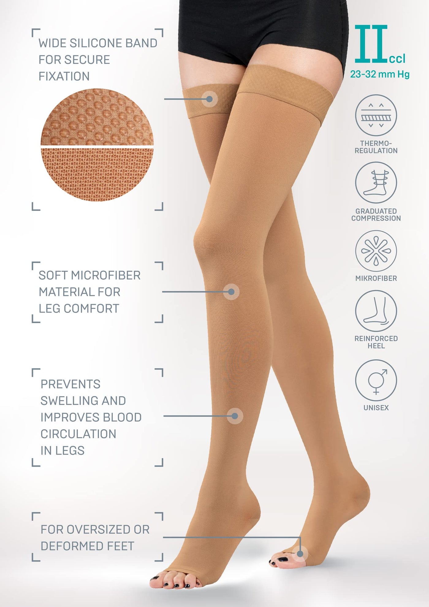 Tonus Elast Knee-High Medical Compression Stockings - Closed Toe