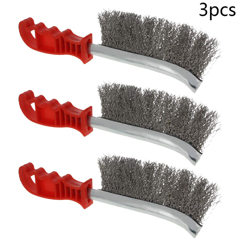 Utoolmart 9-inch Brush Long Plastic Handle Stainless Steel Scratch Wire Area Brush Silver Tone 3Pcs Stainless Steel Wire Brush×3 - NewNest Australia
