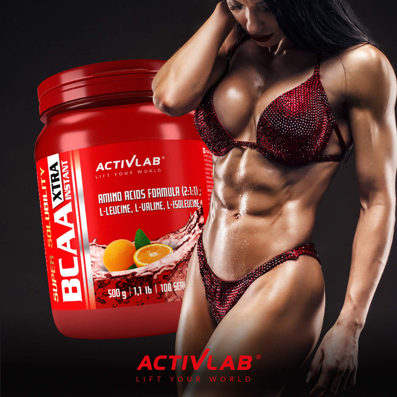Activlab BCAA Xtra Instant 500g | 5000mg amino acids | 3500mg LGlutamine | Muscle growth, regeneration &amp; Endurance | Orange flavor | BCAA 2:1:1 | Ideal for bodybuilding | Includes measuring cup - NewNest Australia