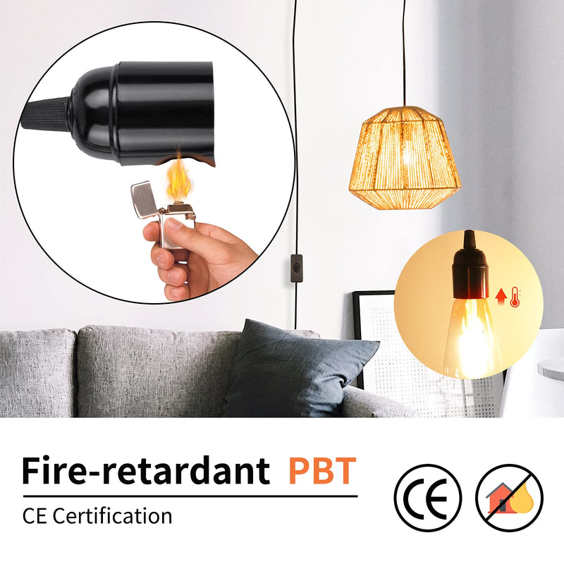 DiCUNO Extension Hanging Lantern Cord Cable, E26 Pendant Light Lamp Socket, On-Off Switch Close to Polarized Plug, 13 Feet, Medium Base for Grow, Plant, Ceiling Lights Fixture, Black, 1 Pack 13ft - Black - NewNest Australia