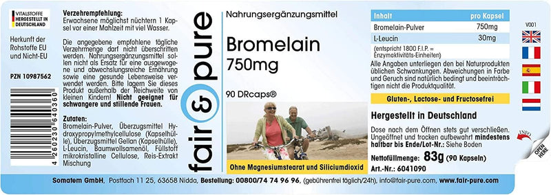 Fair & Pure® - Bromelain high dose 750mg - vegan - high dose - 1800 FIP - 90 DRcaps - NewNest Australia