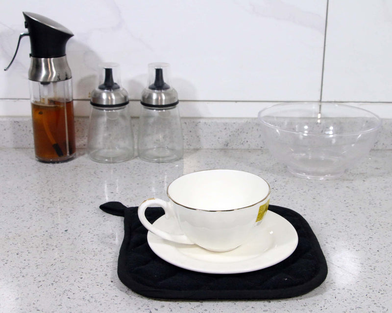 5 PCS Pot Holders for Kitchen, Cotton Potholers with Great Heat Resistance, Hot Pads, Trivets for Cooking and Baking Black Potholders 5 - NewNest Australia