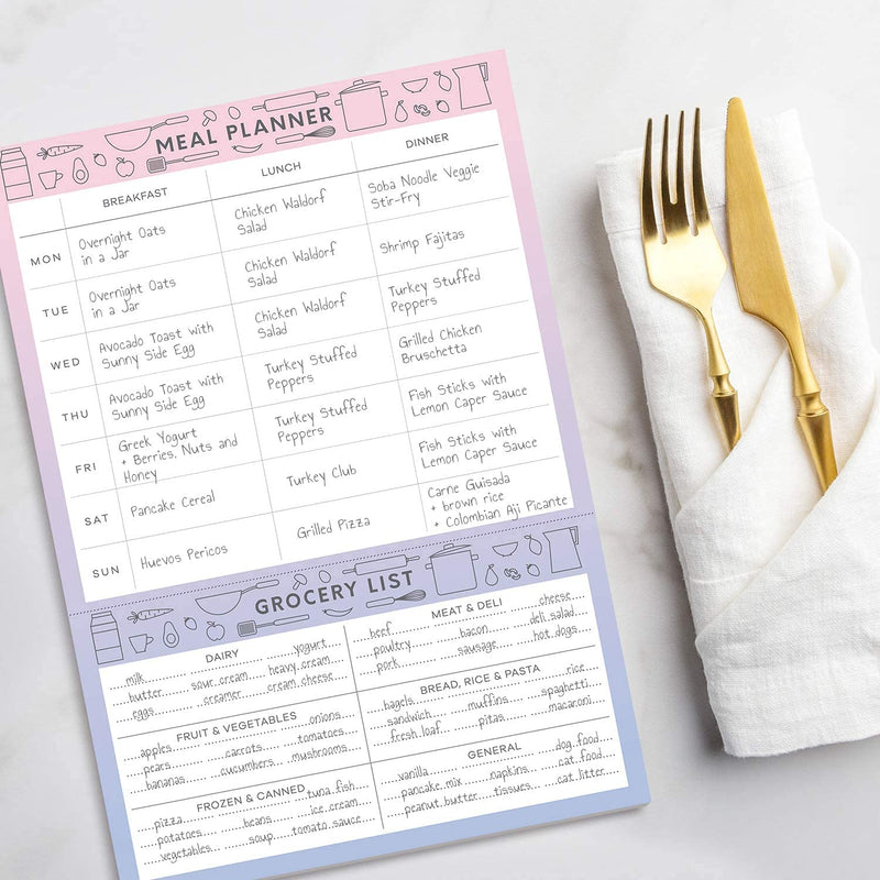 Sweetzer & Orange Meal Planner Notepad and Grocery List | 7x10 inch Pad for Organized Weekly & Daily Planning | Tear-Off Grocery Magnetic Notepad Checklist for Convenient Shopping - NewNest Australia