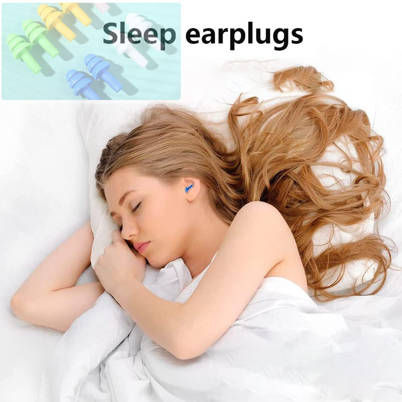 4 pairs of silicone earplugs with rope, soundproof earplugs, swimming earplugs, soundproof earplugs, hearing protection plugs, noise protection earplugs, ear plugs, with storage box with rope - 4 pairs (orange) - NewNest Australia
