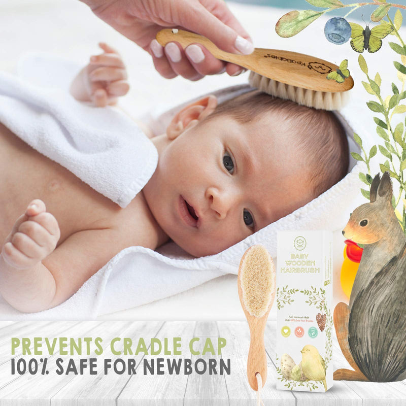Baby Hair Brush - Baby Brush with Soft Goat Bristles - Cradle Cap Brush - Perfect Scalp Grooming Product for Infant, Toddler, Kids (Walnut, Oval) Brown 1 Count (Pack of 1) - NewNest Australia