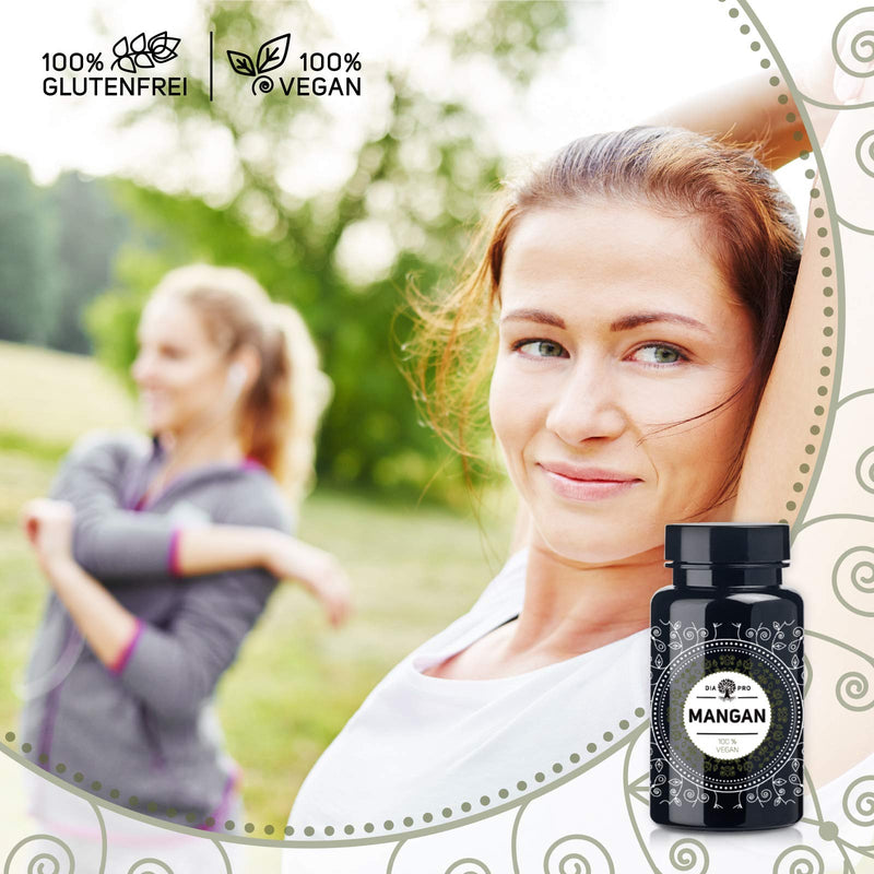 DiaPro® Manganese 365 High-dose manganese tablets with 10 mg manganese per tablet made from manganese bisglycinate 365 pieces Annual supply 100% Vegan Laboratory tested - NewNest Australia