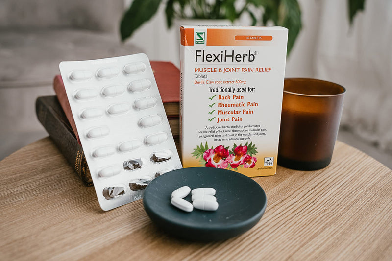 Schwabe Pharma - FlexiHerb Muscle and Joint Pain Relief - Devils Claw Root Extract 600mg - Traditionally used for Backache, Rheumatic Pain, Muscular Pain, Joint Pain - 40 Tablets - NewNest Australia