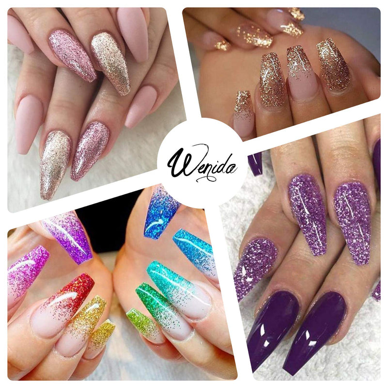 Glitter Wenida 12 Colors Holographic Cosmetic Festival Powder Sequins Craft Glitter for Arts Face Hair Body Nail Pack of 12 12 Colors # 1 - NewNest Australia