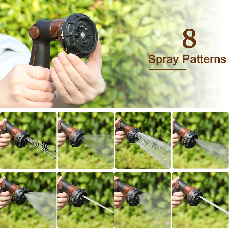FANHAO Garden Hose Nozzle, 100% Heavy Duty Metal Water Hose Sprayer with 8 Spray Patterns, High Pressure Water Nozzle with Thumb Control, On Off Valve for Watering Plants, Washing Cars & Pets - NewNest Australia