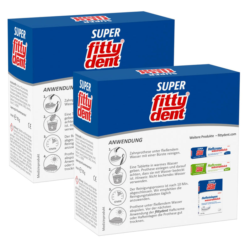 2 x Fittydent cleaning tablets 32 pieces - cleaning & care cleaning tablets with ph9 care formula - prevent discoloration - NewNest Australia