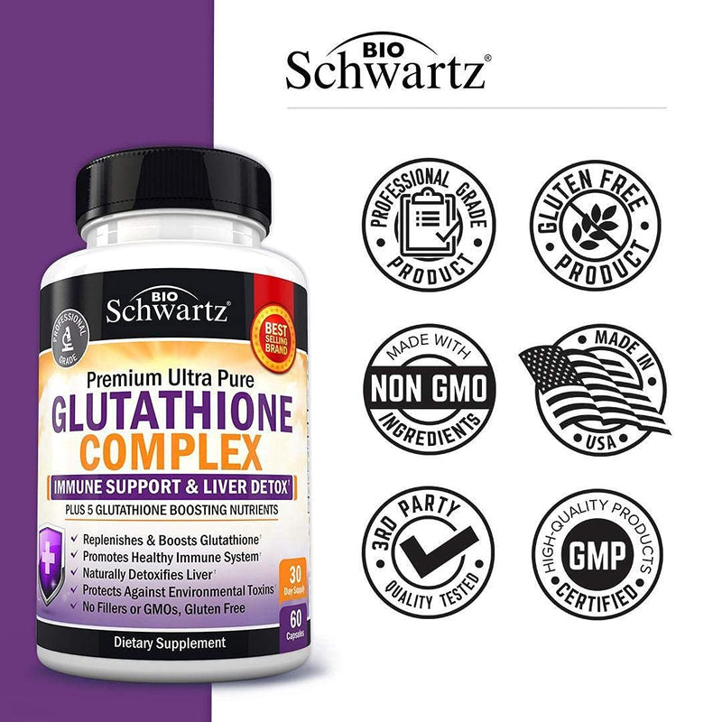Glutathione Supplement Liver Detox with Quercetin Vitamin C Milk Thistle Alpha Lipoic Acid Liver Supplement & Immune Support Pills - Natural Immunity Defense Health Formula & Liver Cleanse 500mg 60ct 60 Count (Pack of 1) - NewNest Australia