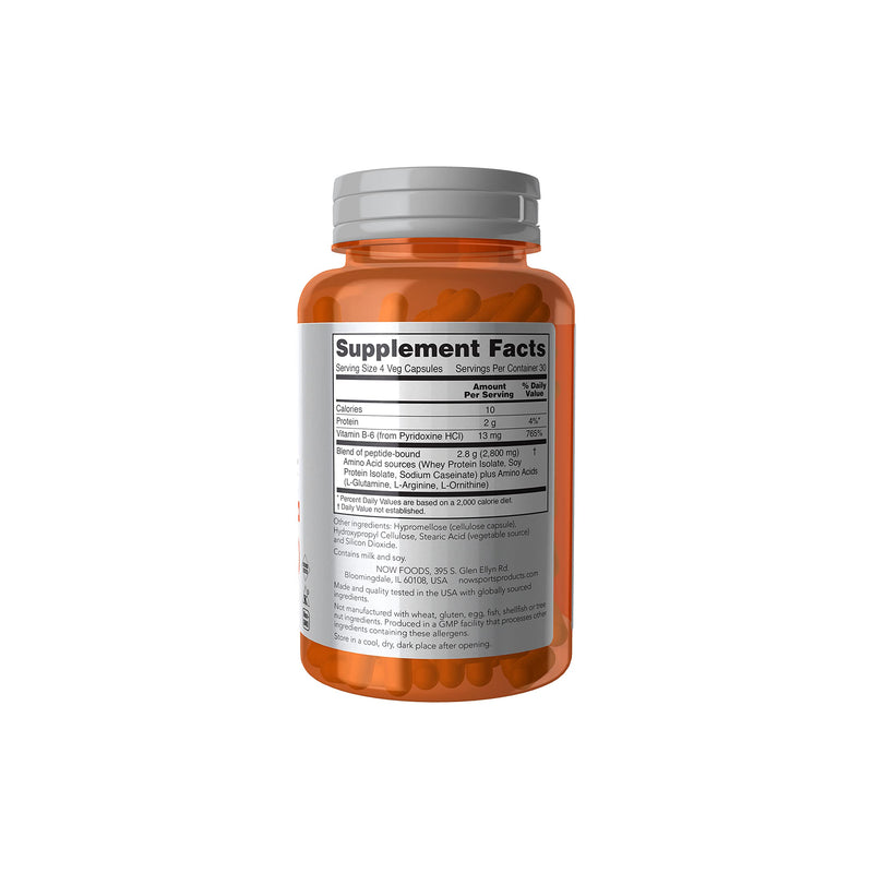 NOW Sports Nutrition, Amino Complete, Protein Blend With 21 Aminos and B-6, 120-Capsules - NewNest Australia