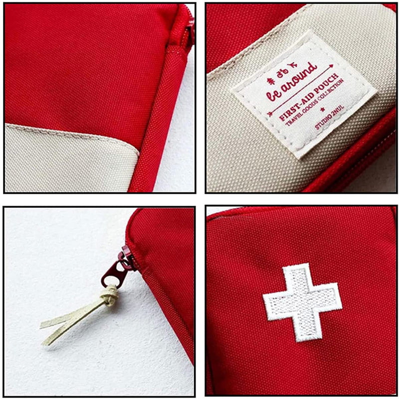 Kanyka Pack Of 2 Small Mini First Aid Bag Empty Travel Pharmacy Waterproof Children'S Emergency Box Pharmacy Bag Emergency Bag For The Office, Travel, Camping, Red - NewNest Australia