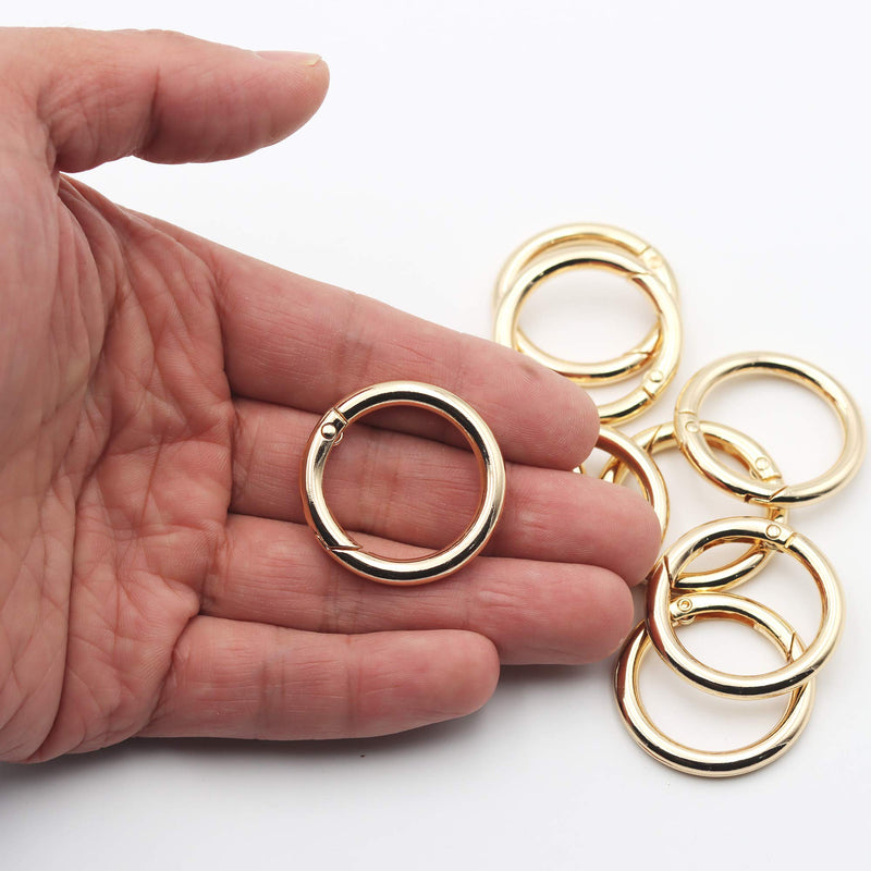 JWBIZ 15pcs Trigger Spring O Rings Round Carabiner Clip Snap for Keyrings Buckle, Bags,Purses (Gold, 1 inch) Gold - NewNest Australia