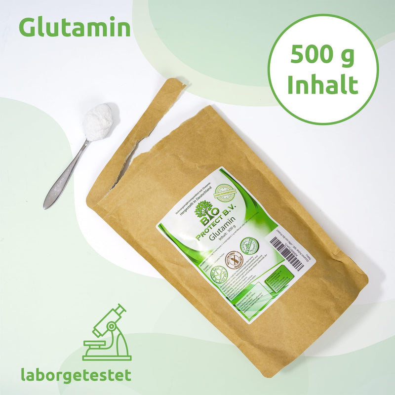 L-Glutamine powder - 500 g - pure L-Glutamine - laboratory tested - high dosage - vegan - L-Glutamine amino acid without additives from Bio Protect - NewNest Australia