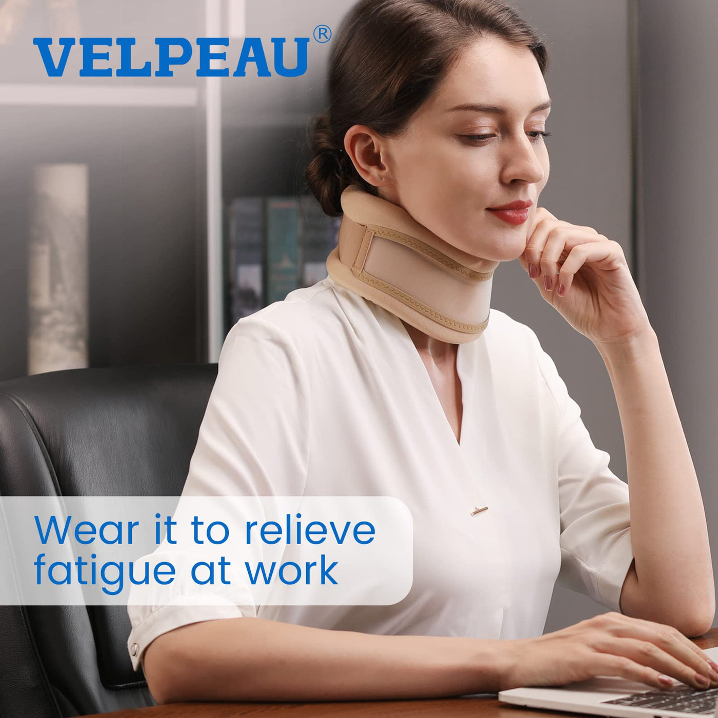 VELPEAU Neck Brace -Foam Cervical Collar - Soft Neck Support Relieves Pain  & Pressure in Spine - Wraps Aligns Stabilizes Vertebrae - Can Be Used  During Sleep (Dual-use, Brown, Small, 2.75″) Small(2.5″Height)