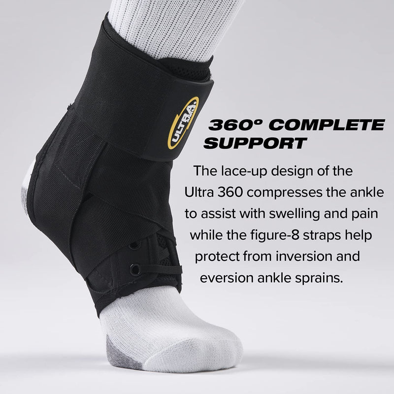 Ultra 360™ Lace-Up Ankle Brace – Ankle Stabilizer & Adjustable Compression (Small, Black) Small - NewNest Australia