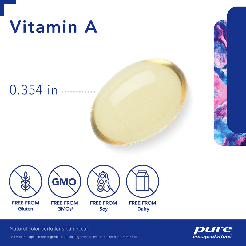Pure Encapsulations Vitamin A 10,000 IU from Cod Liver Oil | Supports Immune and Cellular Health, Vision, Bones, Skin, and Reproductive Function* | 120 Softgel Capsules Standard Packaging - NewNest Australia
