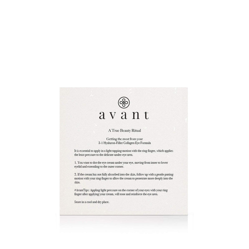 Avant | Anti-Ageing Eye Contour Cream | Aims to Rejuvenate, Hydrate & Soften Eye Area | 3-1 Hyaluron-Filler Collagen Eye Formula | 1x 10ml - NewNest Australia