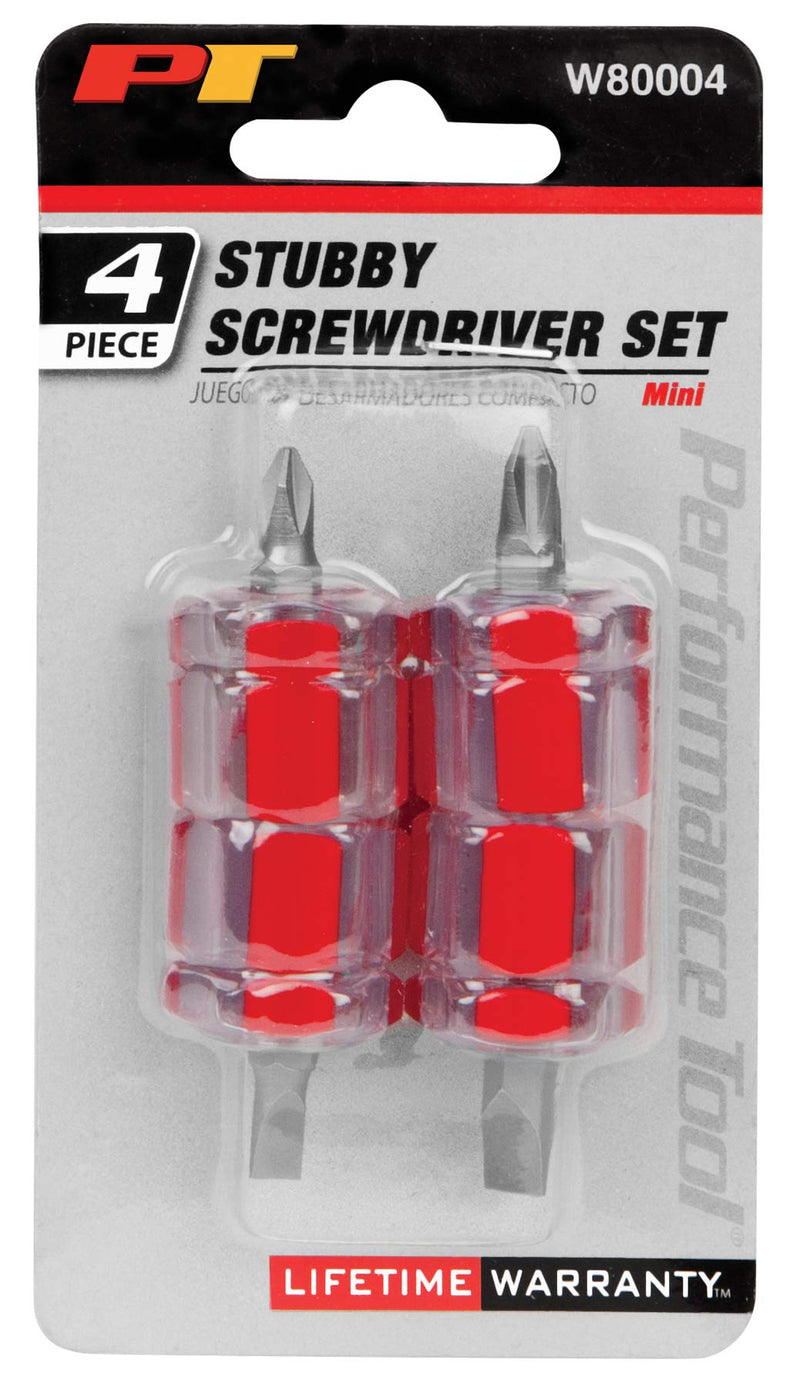 Performance Tool W80004 4 Piece Mini Stubby Screwdriver Set 4pc Mini Stubby Screwdriver Set - NewNest Australia