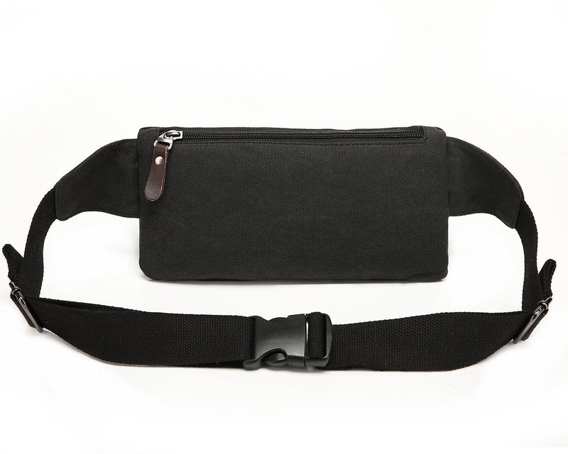 Baosha YB-01 Vintage Men's Waist Bag Sports Waist Pack Bum Bag Security Money Waist Day Pack Pouch Hip Belt Bag Bumbag Black Canvas Black - NewNest Australia