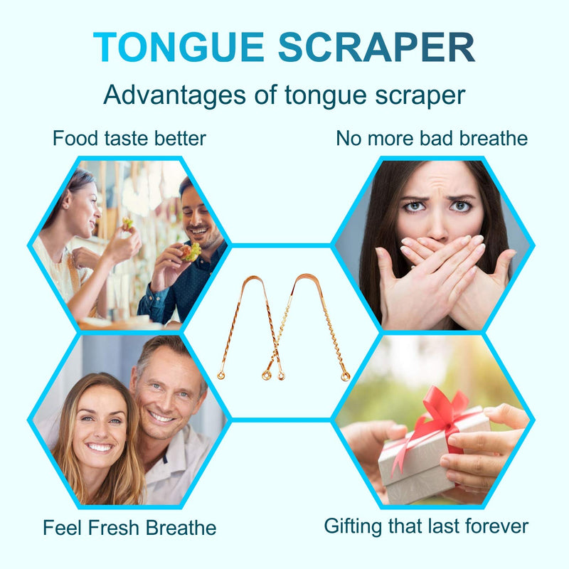 Wonder Care – Copper Tongue Scraper | Ayurveda Tongue Cleaner and Bad Breath | 2 X 100% Copper Tongue Cleaner | Combo Tongue Cleaner Scraper | Zigzag + Twister Tongue Cleaner - NewNest Australia
