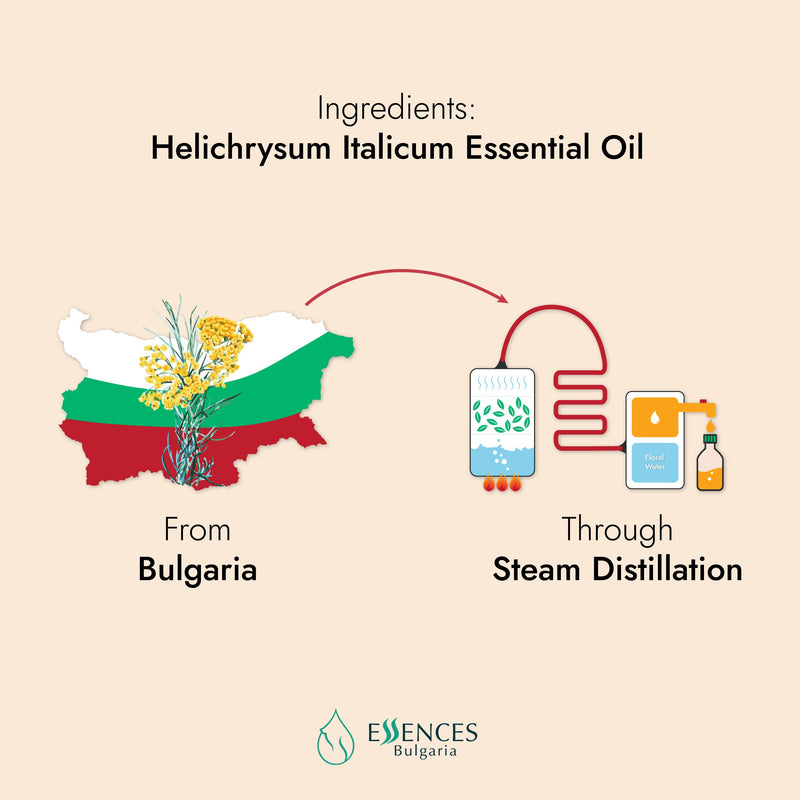 Essences Bulgaria Organic Immortelle Essential Oil 5 Ml | Helichrysum Italicum | 100% Natural | Undiluted | Organic Certified | Top Quality From Family Business | Without Gmo | Vegan - NewNest Australia