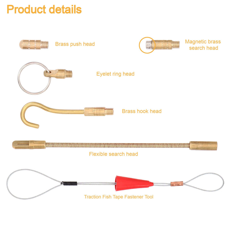 Jeemitery 24 Feet Fiberglass Fish Tape Cable Rods, Electrical Wire Running Pull/Push Kit | Fishing Feeder Pole Sticks Snake Tool for Coaxial Wall Wiring - NewNest Australia