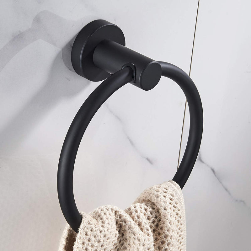 MARMOLUX ACC Towel Holders for Bathrooms Black Hand Towel Ring Bathroom Hardware Wall Towel Rack Black Bathroom Decor Simple Round Towel Hanger Stainless Steel Rustic Matte Black, Pack of 2 - NewNest Australia